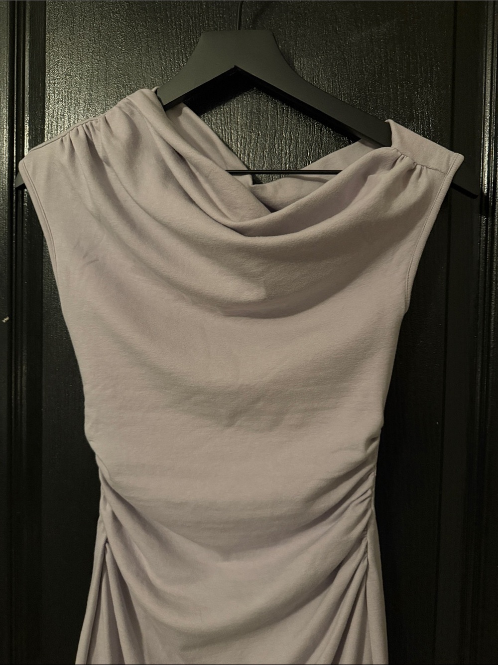 OGL Soft Cotton Lyocell Ruched asymmetrical Shoulder Mini Dress - Picture 3 of 8